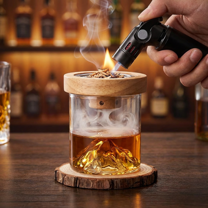 SmokeyRituals™ - комплект чаша "Планина" и дървена подложка